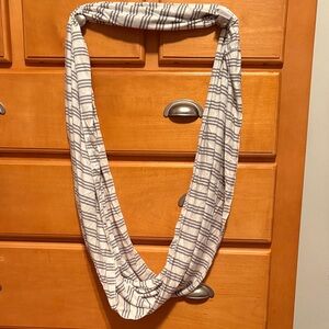 Charming Charlie Striped Infinity Scarf - White and Gray